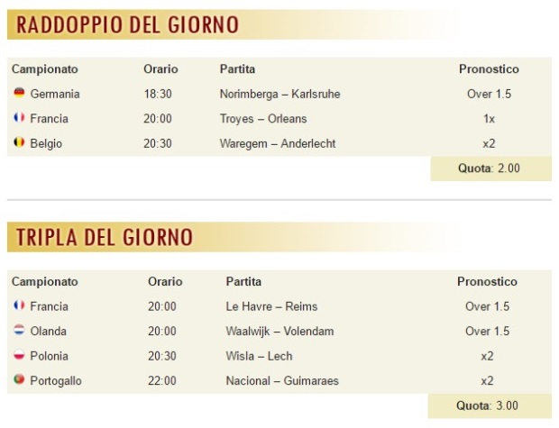 pronostici di oggi