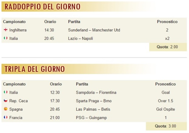 pronostici di oggi