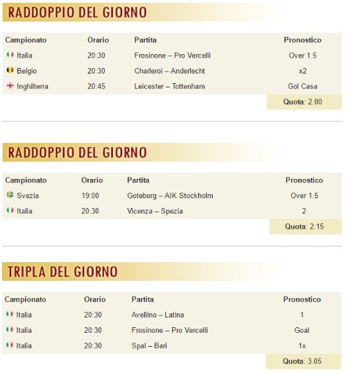 pronostici di oggi