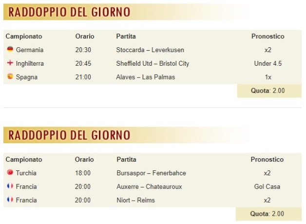 pronostici di oggi