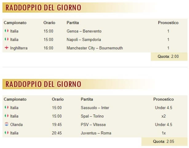 pronostici di oggi