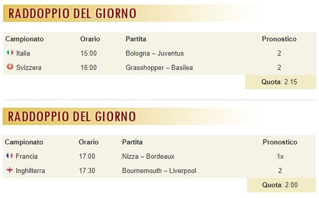 pronostici di oggi