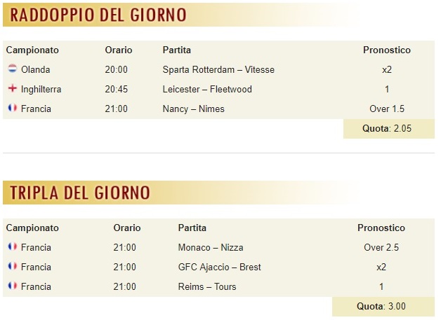 pronostici di oggi