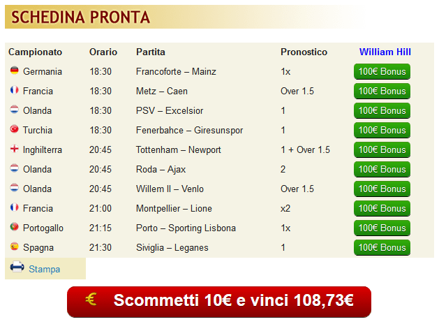 pronostici di oggi