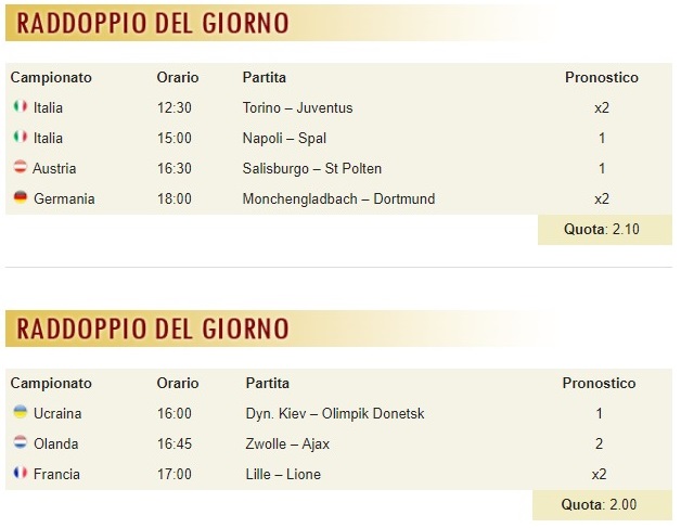 pronostici di oggi