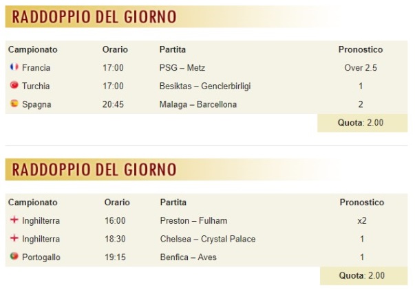 pronostici di oggi