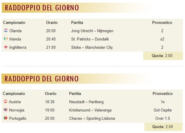 pronostici di oggi