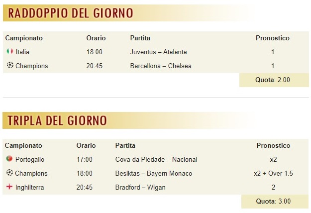 pronostici di oggi