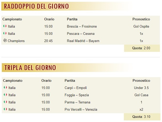 pronostici di oggi