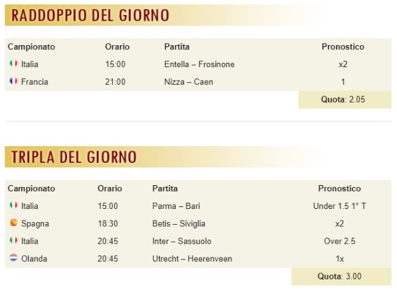 pronostici di oggi