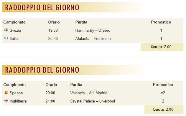 pronostici di oggi