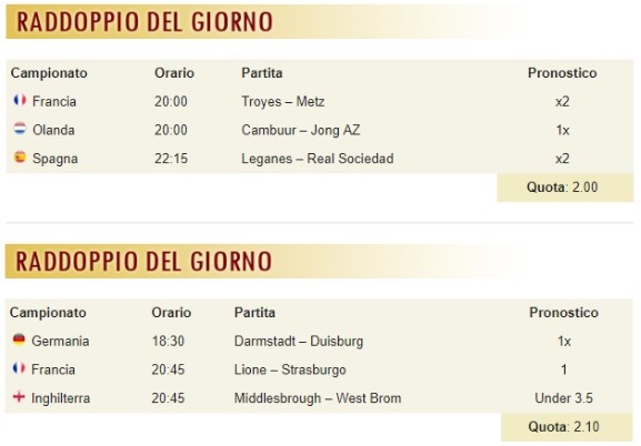 pronostici di oggi