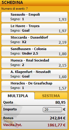 pronostici di oggi