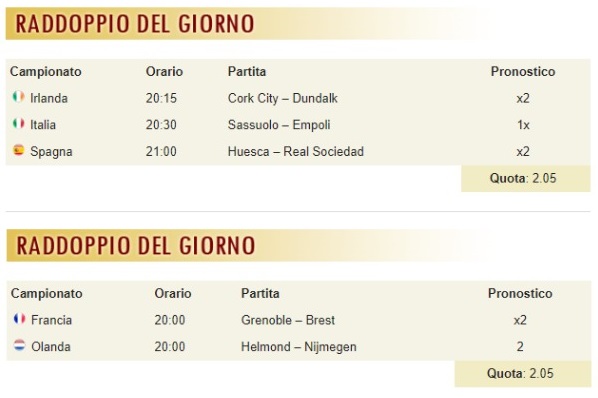 pronostici di oggi