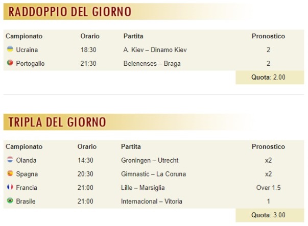 pronostici di oggi