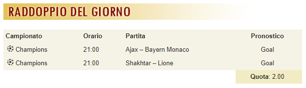 pronostici di oggi