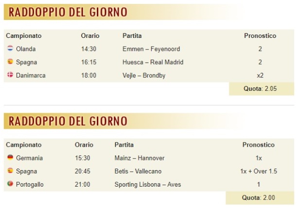 pronostici di oggi