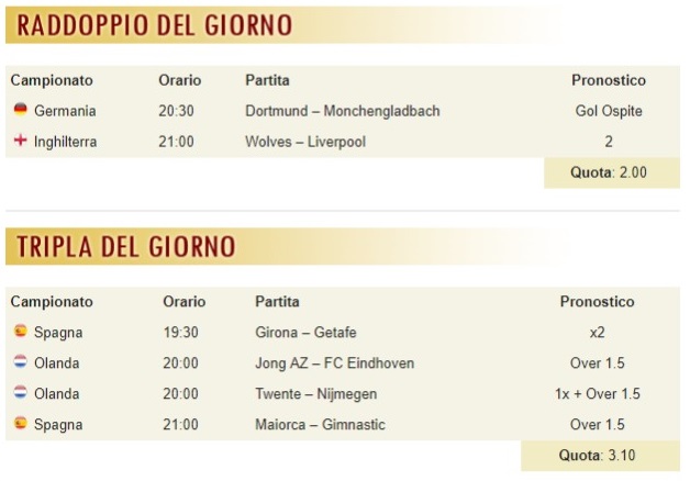 pronostici di oggi