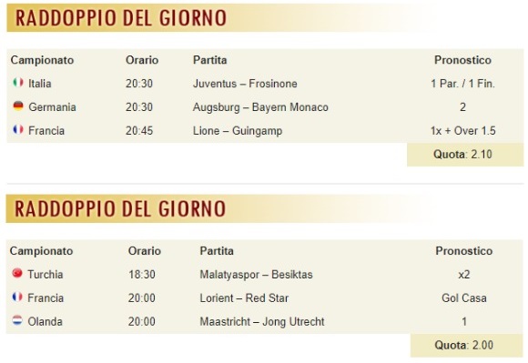 pronostici di oggi