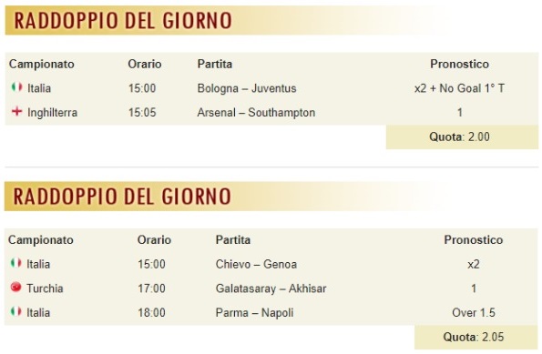 pronostici di oggi