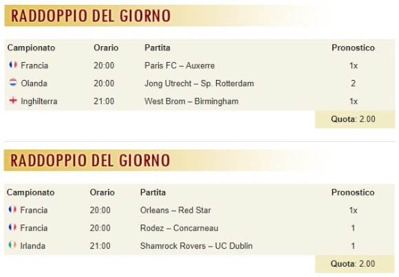 pronostici di oggi