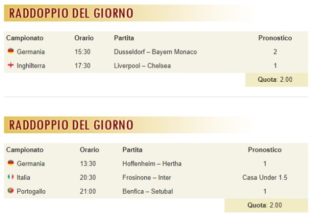 pronostici di oggi