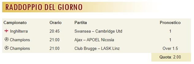pronostici di oggi