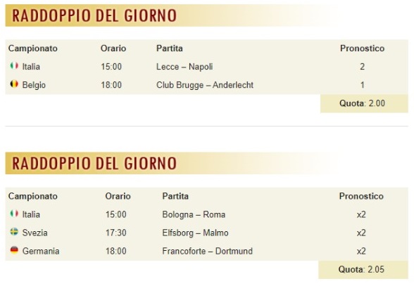 pronostici di oggi