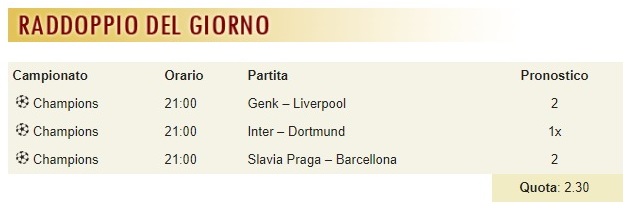 pronostici di oggi