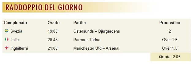 pronostici di oggi