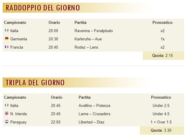 pronostici di oggi