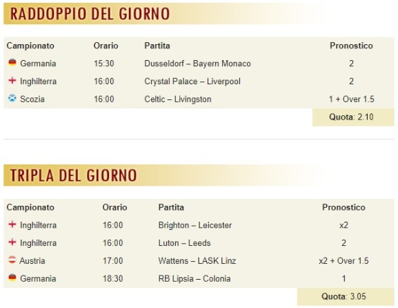 pronostici di oggi