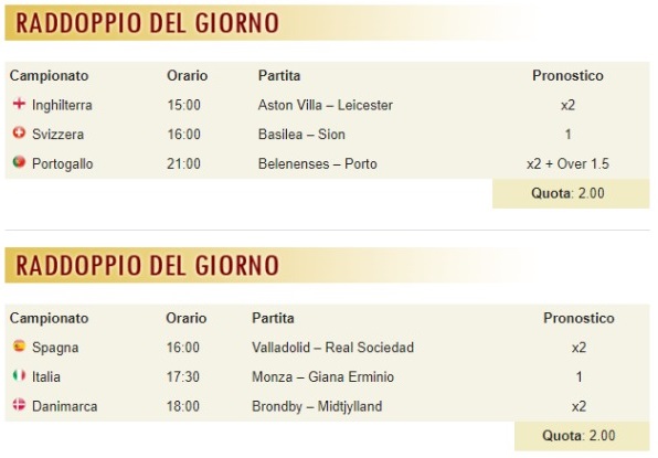 pronostici di oggi