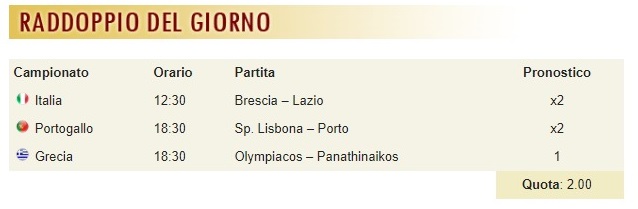 pronostici di oggi