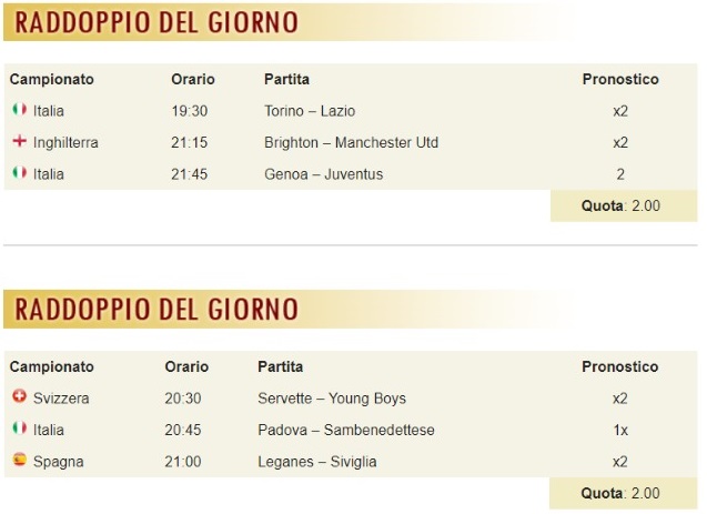 pronostici di oggi