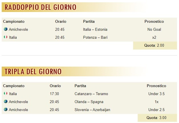 pronostici di oggi
