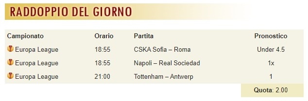 pronostici di oggi