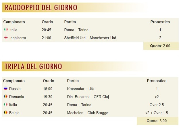 pronostici di oggi