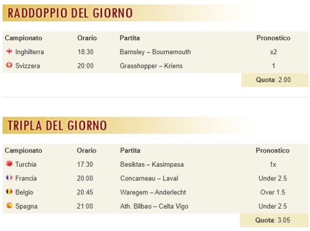 pronostici di oggi