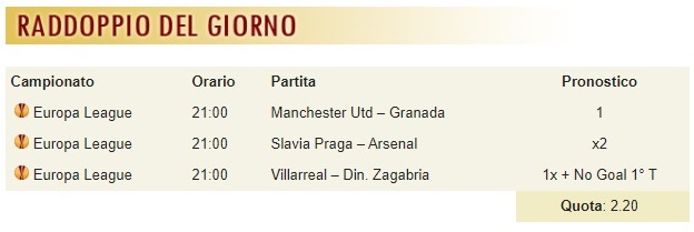 pronostici di oggi