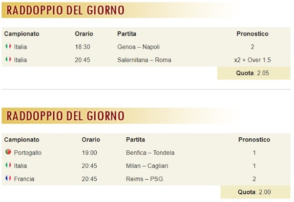 pronostici di oggi