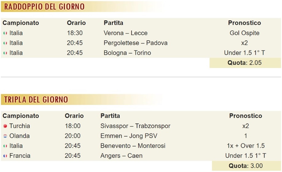 pronostici di oggi