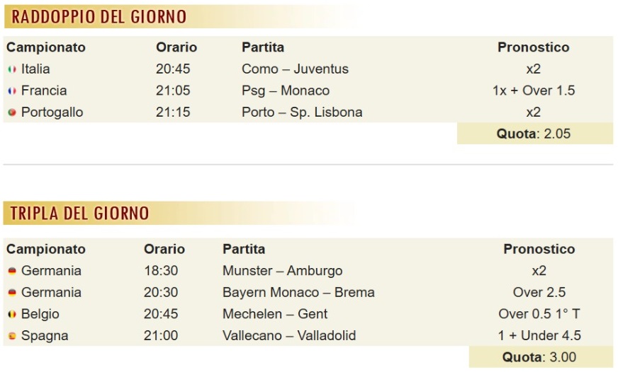 pronostici di oggi