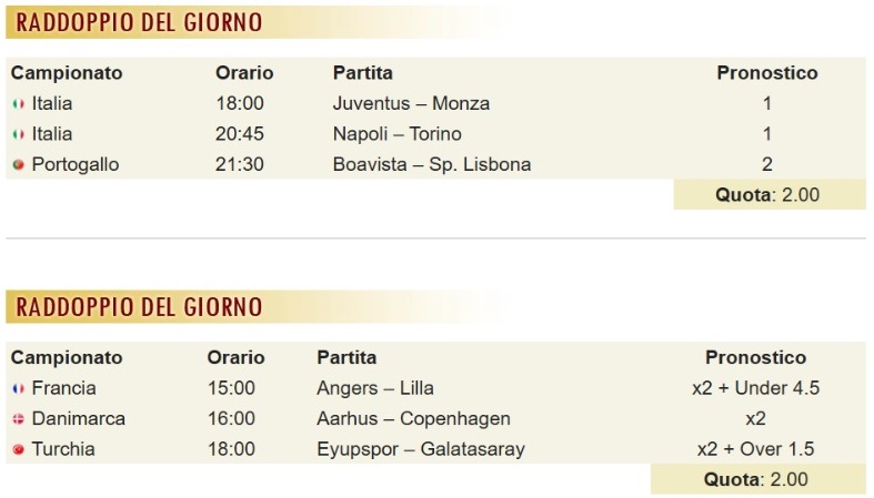 pronostici di oggi