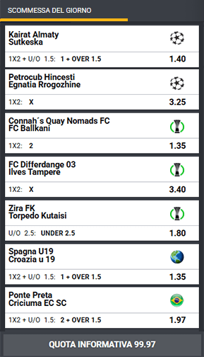 pronostici di oggi