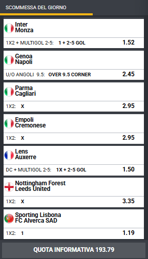 pronostici di oggi